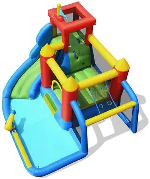 SlickBlue Inflatable Bouncer Bounce House with Water Slide Splash Pool without Blower