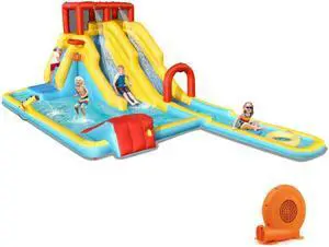 SlickBlue 7-in-1 Inflatable Dual Slide Water Park Bounce House With 680W Blower