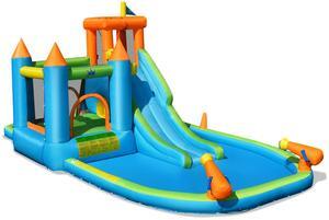 SlickBlue Inflatable Water Slide Kids Bounce House Splash Water Pool with 735W Blower
