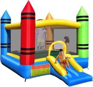 SlickBlue Kids Inflatable Bounce House with Slide and Ocean Balls Not Included Blower