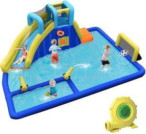SlickBlue 6-in-1 Inflatable Water Slides with Blower for Kids