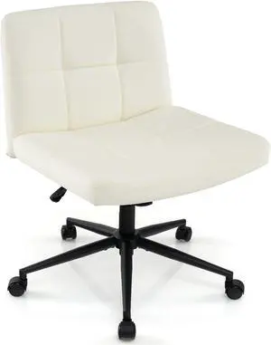 SlickBlue Height-adjustable Armless Desk Chair with Wheels for Home Office Make Up