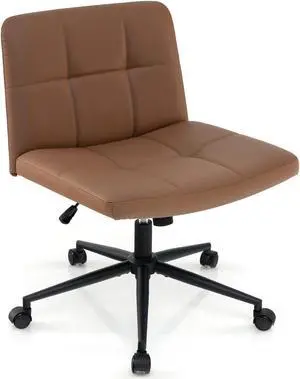 SlickBlue Height-adjustable Armless Desk Chair with Wheels for Home Office Make Up