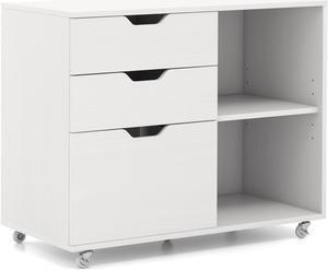 SlickBlue 3-Drawer File Cabinet with Adjustable Shelf and Wheels for Letter-White