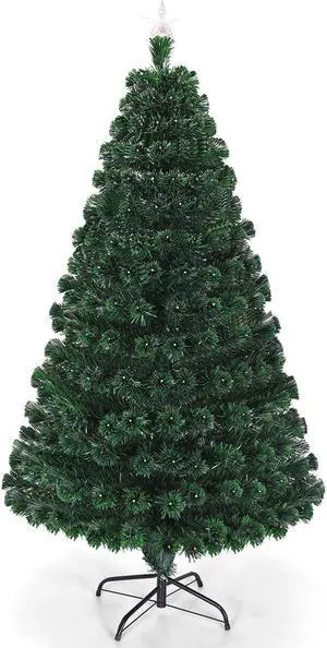 SlickBlue 5/6/7 Feet Multicolor Artificial Christmas Tree with LED Light and Metal Stand-6'