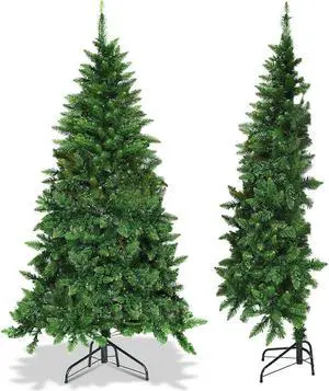 SlickBlue Pre-Lit Artificial Half National Christmas Tree with 8 Flash Modes-5 ft