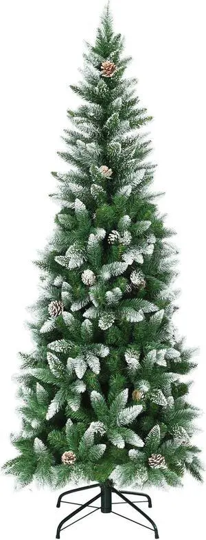 SlickBlue Artificial Pencil Christmas Tree with Pine Cones-6 Feet