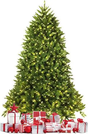SlickBlue Premium Hinged Artificial Fir Christmas Tree with LED Lights-6 ft