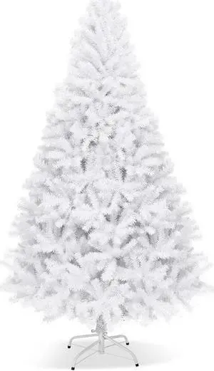 SlickBlue Hinged Artificial Christmas Tree with Metal Stand-7.5 ft