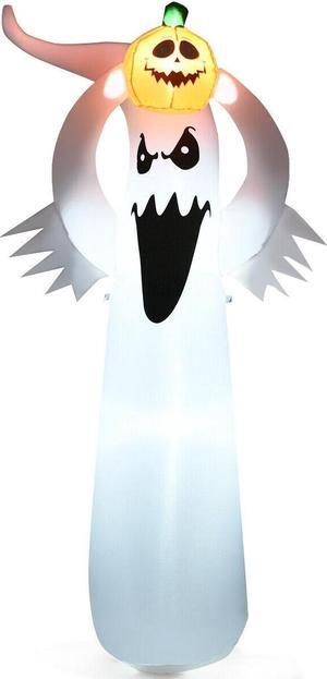 SlickBlue 6 Feet Halloween Inflatable Blow Up Ghost with Pumpkin and LED Lights