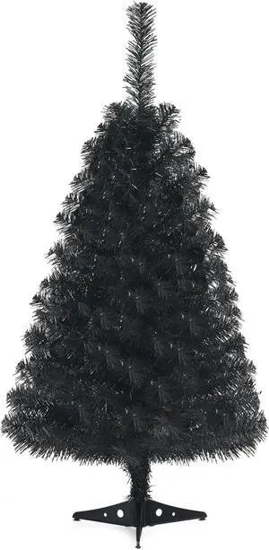 SlickBlue 3 Feet Unlit Artificial Christmas Halloween Mini Tree with Plastic Stand-Black