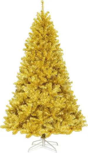 SlickBlue 7.5 Feet Artificial Tinsel Christmas Tree Hinged with Foldable Stand