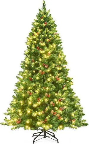 SlickBlue 6.5 Feet Pre-lit Hinged Christmas Tree with LED Lights