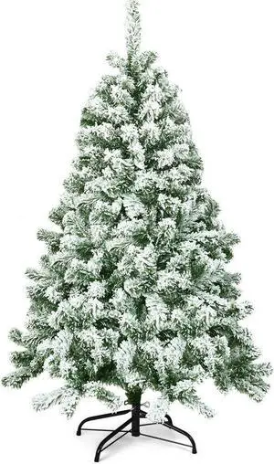 SlickBlue 4.5 Feet Snow Flocked Artificial Christmas Tree with 400 Tips