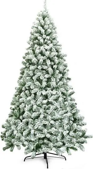 SlickBlue 7.5 Feet Snow Flocked Artificial Christmas Tree Hinged with 1346 Tip and Foldable Base