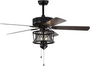 SlickBlue 50 Inches Ceiling Fan with Lights Reversible Blades and Pull Chain Control-Black