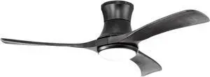 SlickBlue 52 Inch Flush Mount Ceiling Fan with LED Light-Black