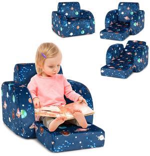 SlickBlue 3-in-1 Convertible Kid Sofa Bed Flip-Out Chair Lounger for Toddler