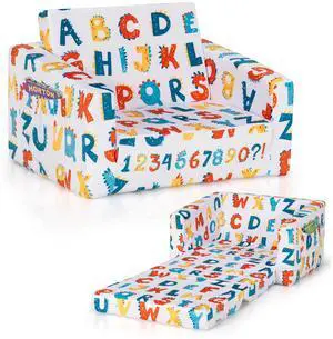 SlickBlue 2-in-1 Convertible Kids Sofa with Velvet Fabric