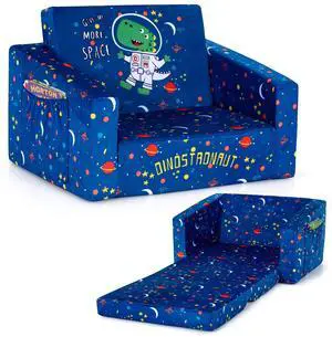 SlickBlue 2-in-1 Convertible Kids Sofa with Velvet Fabric