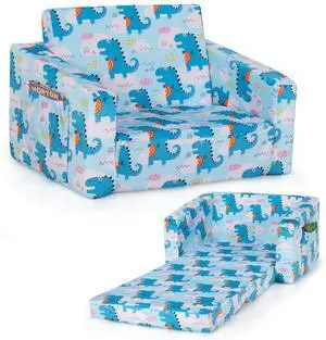 SlickBlue 2-in-1 Convertible Kids Sofa with Velvet Fabric