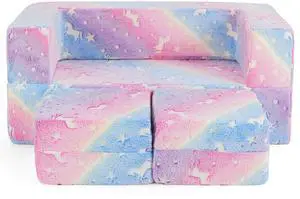 SlickBlue 2 Seater Kids Play Couch with Removable and Machine Washable Flannel Cover