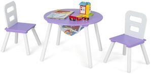SlickBlue Wood Activity Kids Table and Chair Set with Center Mesh Storage