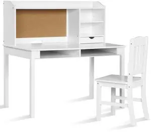SlickBlue Kids Desk and Chair Set Study Writing Desk with Hutch and Bookshelves