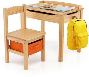 SlickBlue Wood Activity Kids Table and Chair Set with Storage Space