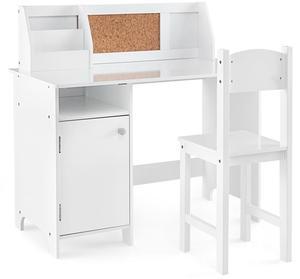 SlickBlue Wooden Kids Study Desk and Chair Set with Storage Cabinet and Bulletin Board