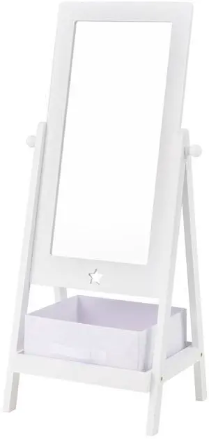 SlickBlue Kids Full Length Mirror 360 Degree Rotatable Dressing Mirror with Storage Bin