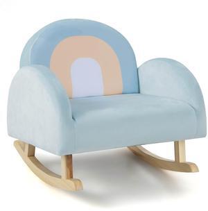SlickBlue Toddler Rocking Chair with Solid Rubber Wood Frame Soft Velvet Cover