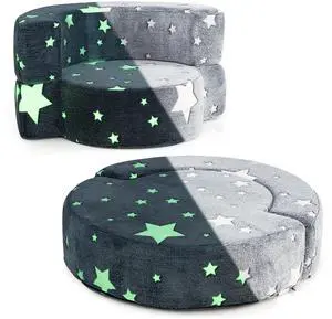 SlickBlue 2-in-1 Convertible Glow in the Dark Kids Sofa with Removable Washable Cover