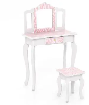 SlickBlue Kids Vanity Set with Drawer and 3 Makeup Accessories