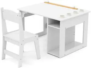 SlickBlue Kids Art Table and Chair Set Toddler Craft Drawing Desk