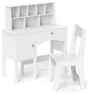 SlickBlue Kids Study Desk and Chair Set with Chair Hutch and Storage Cabinet for 3+ Years Old