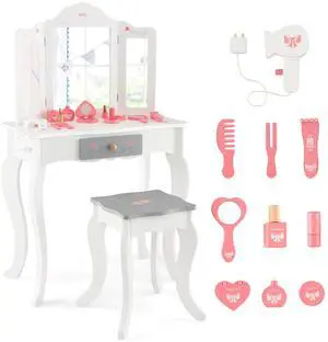SlickBlue Kids Vanity Set with Tri-folding Mirror
