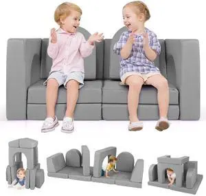 SlickBlue 8-Piece Modular Kids Play Couch with Comfy Suede Fabric