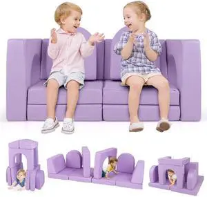 SlickBlue 8-Piece Modular Kids Play Couch with Comfy Suede Fabric