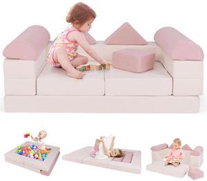 SlickBlue 9-Piece Climb and Crawl Foam and Floor Play-set with Breathable Suede Fabric