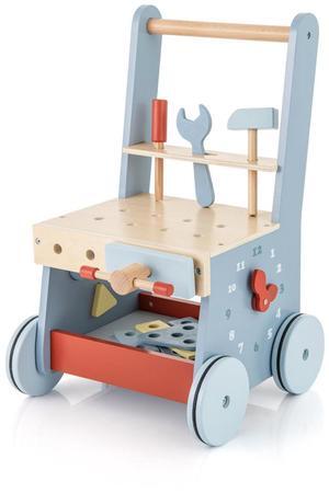SlickBlue 2-in-1 Toddler Wooden Baby Push Walker with Multi-Activity Center