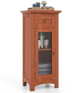SlickBlue Bathroom Freestanding Storage Cabinet with Single Glass Door