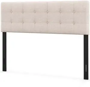 SlickBlue Linen Upholstered Headboard with Solid Rubber Wood Legs