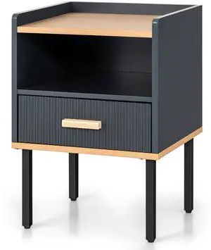 SlickBlue Nightstand Bedside End Table with Drawer and Open Shelf for Living Room Bedroom