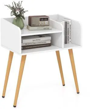 SlickBlue Mid Century Modern Nightstand  with Open Shelves