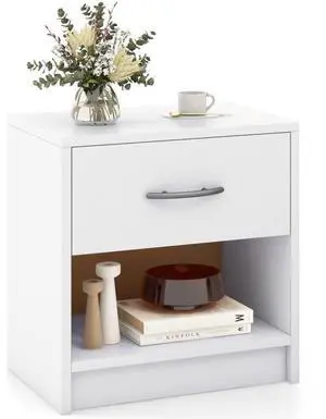 SlickBlue Bedside Table Nightstand with Drawer and Open Storage Shelf