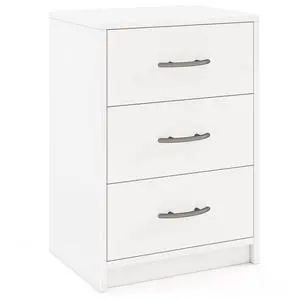 SlickBlue 3 Drawer Nightstand with Storage for Living Room-White