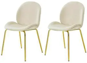 SlickBlue Set of 2 Velvet Accent Chairs with Gold Metal Legs-Beige