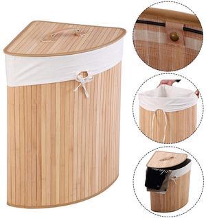 SlickBlue Corner Bamboo Hamper Laundry Basket