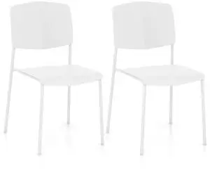 SlickBlue Modern Plastic Dining Chair Set of 2 with Metal Legs and Curved Back